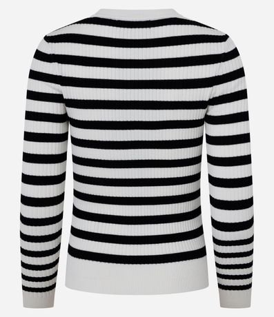 Suéter Rayado de Punto con Cuello Redondo 9