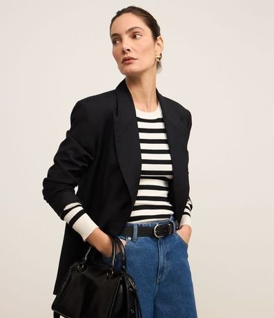 Suéter Rayado de Punto con Cuello Redondo 5