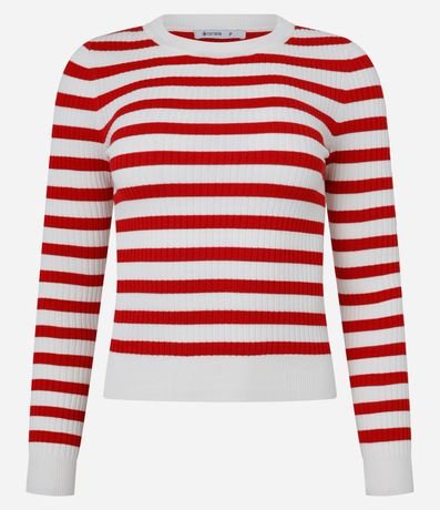 Suéter Rayado de Punto con Cuello Redondo 6