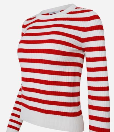 Suéter Rayado de Punto con Cuello Redondo 7