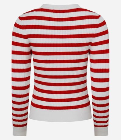 Suéter Rayado de Punto con Cuello Redondo 8