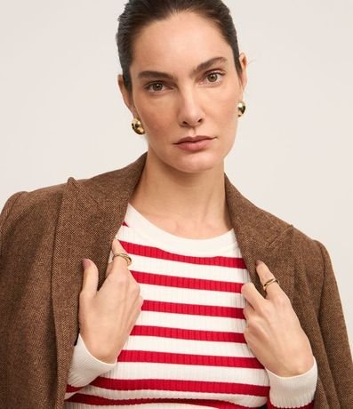 Suéter Rayado de Punto con Cuello Redondo 3