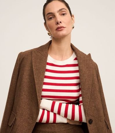 Suéter Rayado de Punto con Cuello Redondo 5