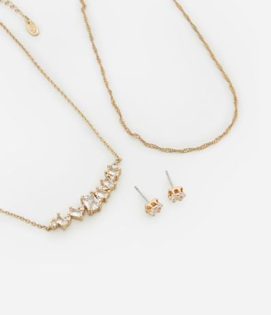 Conjunto de Collar Capas y Caravana en Metal con Detalles de Strass
