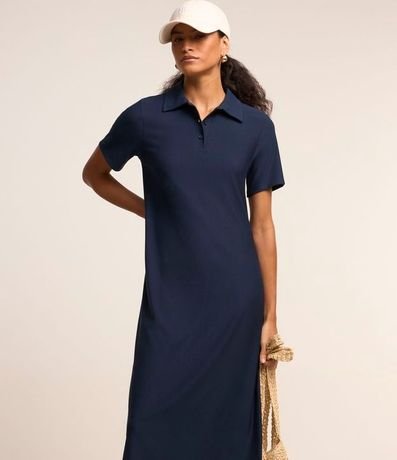Vestido T-Shirt Midi en Viscosa con Cuello Polo 3