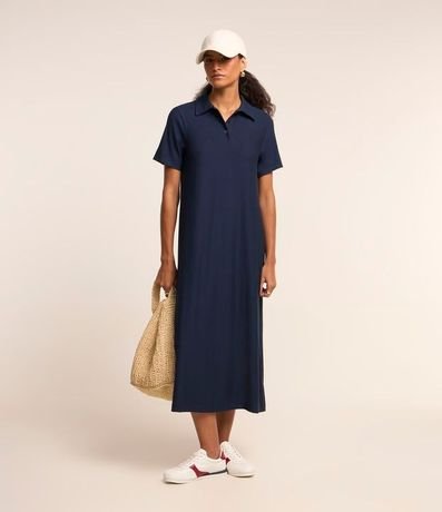 Vestido T-Shirt Midi en Viscosa con Cuello Polo 4
