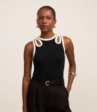 Blusa en Rib con Cutout de Gota Contrastante