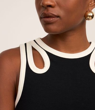 Blusa en Rib con Cutout de Gota Contrastante 4