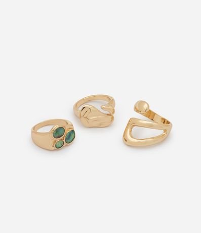 Kit 03 Anillos en Metal con Detalles Diversos 2