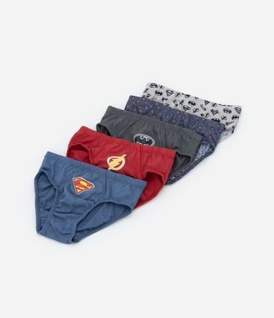 Kit 05 calzoncillos Slip infantiles con Estampa DC - Talle 2 a 10 años