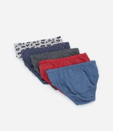 Kit 05 calzoncillos Slip infantiles con Estampa DC - Talle 2 a 10 años 2