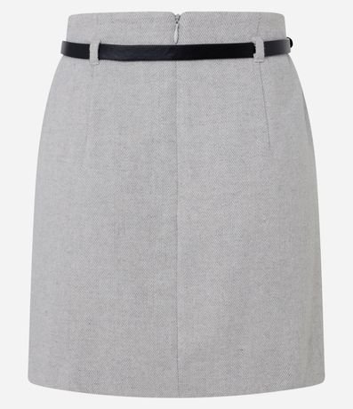 Short Pollera Sastrería en Polivelour con Cinturón Estrecho de PU 7