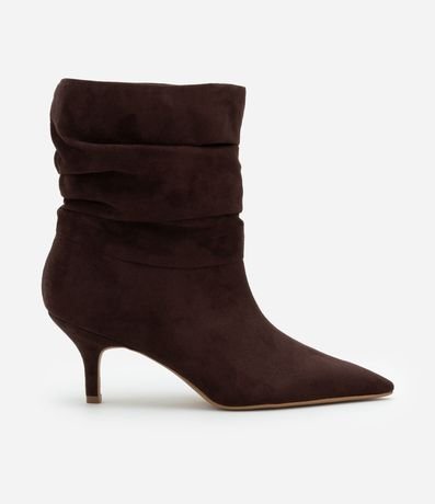 Bota Slouch con Punta Fina en PU y Gamuza