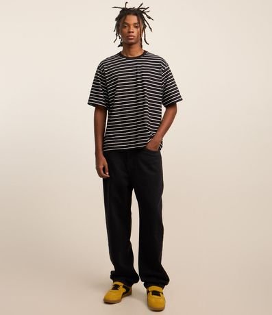 Remera Boxy en Algodón con Estampa de Rayas Finas 2