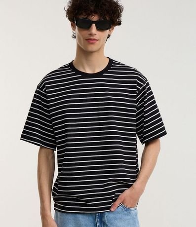 Remera Boxy en Algodón con Estampa de Rayas Finas 4