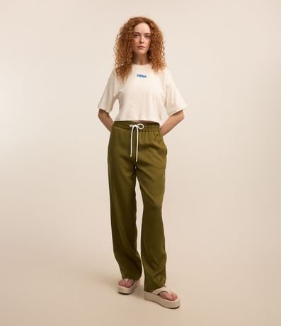 Pantalón Sastrería con Detalle Contrastante y Elástico en la Cintura 1