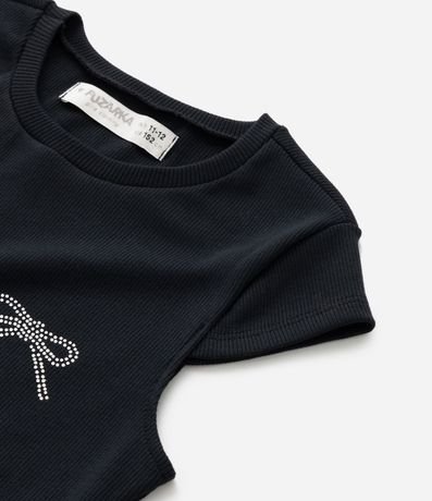 Blusa Corta Infantil con Estampa de Lazos en Strass - Talle 5 a 14 años 4