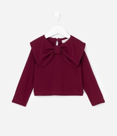 Blusa Infantil Texturizada con Lazo Grande Aplicado - Talle 1 a 6 años