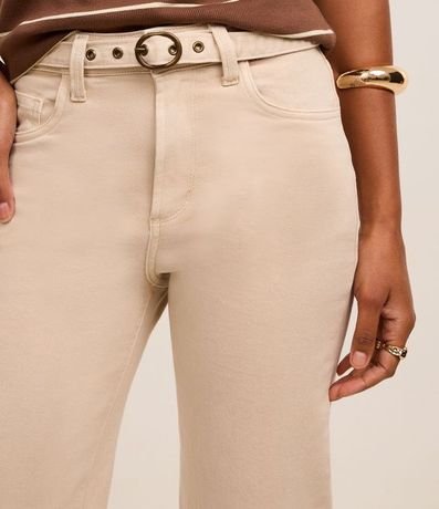 Pantalón Recto Cropped en Sarga con Cinturón Hebilla 4