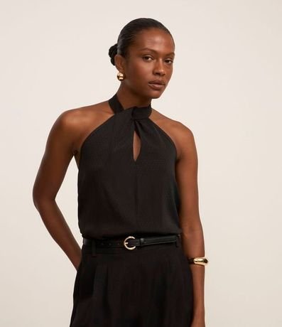 Blusa Frente Única en Chiffon con Cuello Halter