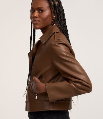 Campera Biker Regular en PU con Cremallera y Bolsillos 3