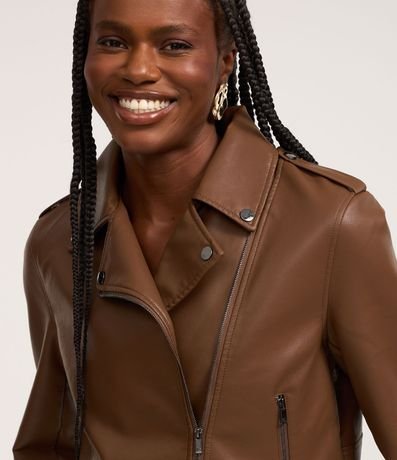 Campera Biker Regular en PU con Cremallera y Bolsillos 4