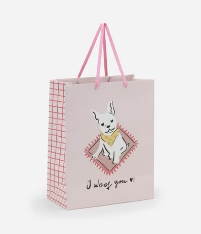 Embalaje de Regalo Mediana con Estampa Lettering y Perrito