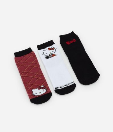 Kit 03 Pares de Medias Infantiles Toalla con Estampa Hello Kitty - Talle 19/22 a 31/34