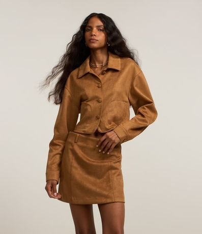 Pollera mini en Suedine con Trabillas y Recortes Delanteros 2