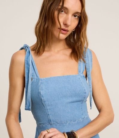 Vestido Midi en Jeans con Lazos y Volado en el Bajo 3