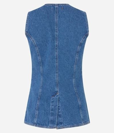 Chaleco Alargado en Jeans Cinturado con Botones 6