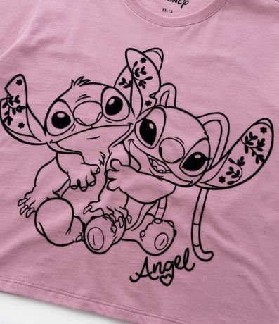 Remera Corta Infantil con Estampa Stitch y Angel - Talle 5 a 14 años 4