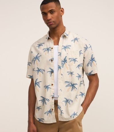 Camisa Relaxed con Estampa de Palmeras y Bolsillo 1