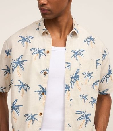 Camisa Relaxed con Estampa de Palmeras y Bolsillo 3