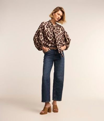 Pantalón Recto en Jeans con Cintura Alta