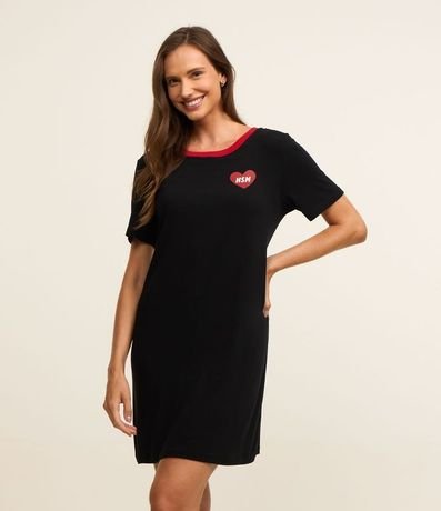 Camisón Manga Corta en Viscosa con Estampa High School