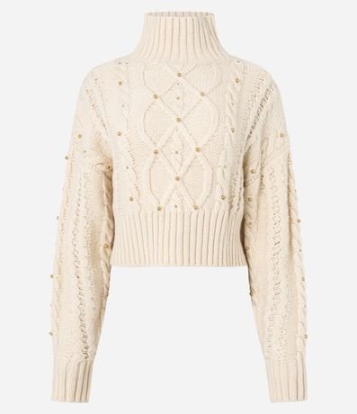 Suéter en Punto con Mix de Pontos y Lunares Metalizadas 7