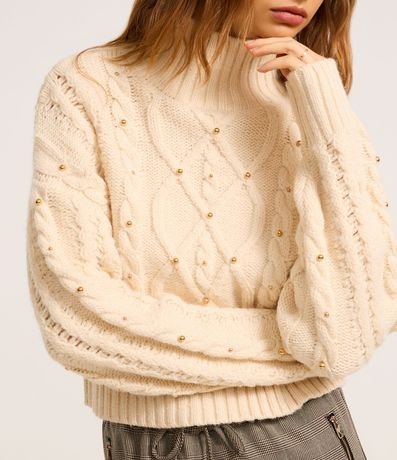 Suéter en Punto con Mix de Pontos y Lunares Metalizadas 6