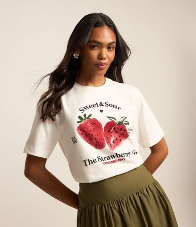 Remera en Algodón con Frutillas Estampadas