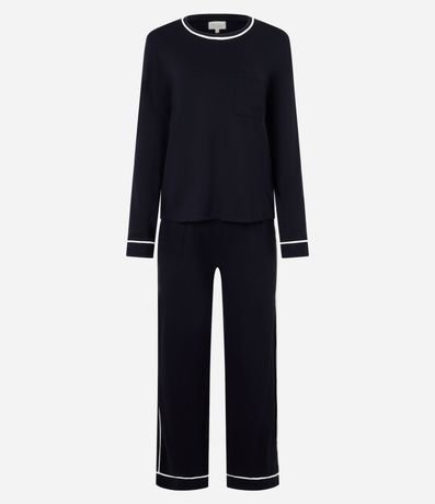 Pijama Largo en Viscosa con Bies Contrastante 5