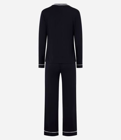 Pijama Largo en Viscosa con Bies Contrastante 6