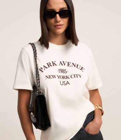 Remera Manga Corta en Algodón con Estampa Park Avenue Nyc