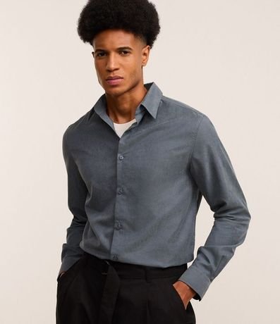 Camisa Regular en Sarga con Abotonado