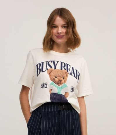 Remera T-shirt en Algodón con Estampa Busy Bear