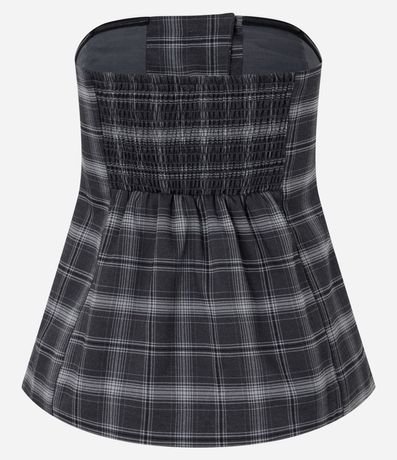 Blusa Alargada en Sastrería de Cuadros con Elástico en la Espalda 6