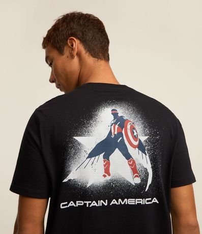 Remera Regular en Algodón con Estampa Capitán América