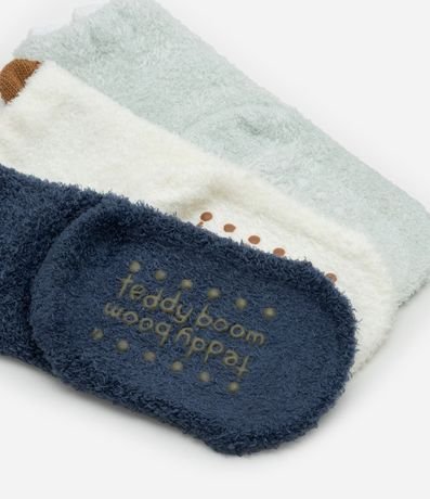 Kit 03 Medias Infantiles en Chenille Estampa de Cohete - Talle 0 a 12 meses 3