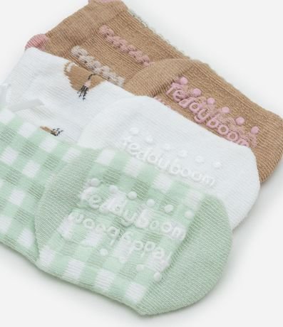 Kit 03 Medias Infantiles con Moña y Estampa Animalito - Talle RN a 12 meses 4