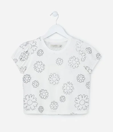 Blusa Infantil con Manga Abullonada y Estampa de Flor Puff - Talle 5 a 14 años