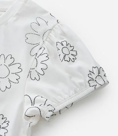 Blusa Infantil con Manga Abullonada y Estampa de Flor Puff - Talle 5 a 14 años 4
